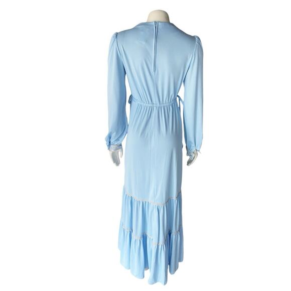 Jody T of California Sky Blue Prairie Boho Maxi Dress 70s Size 9 - Picture 4 of 13